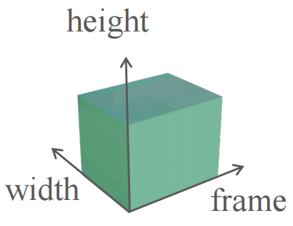 Video token volume indexed by frame, height, and width